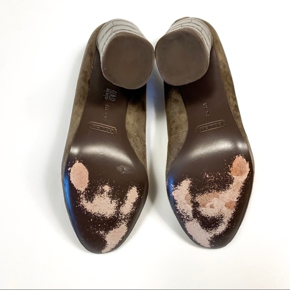 COACH Ophelia 7 B Suede Croc Embossed Heels - Picture 7 of 8